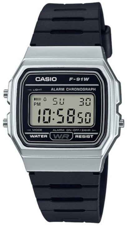 Casio F-91WM-7AJH Retro Digital Watch · Silver & Black